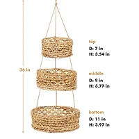 NEX™ 3-Tier Natural Kitchen Fruit Storage Wicker Baskets