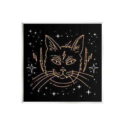 Stupell Industries Starry Cat Lightning Bolt Wall Plaque Art