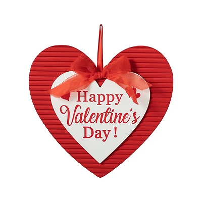 Glitzhome® 13.5" Valentine's Wooden Heart Door Hanger