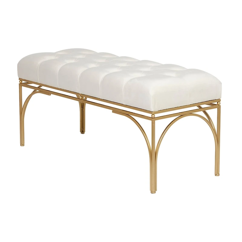 White Metal Glam Bench, 18" x 39" x 16"