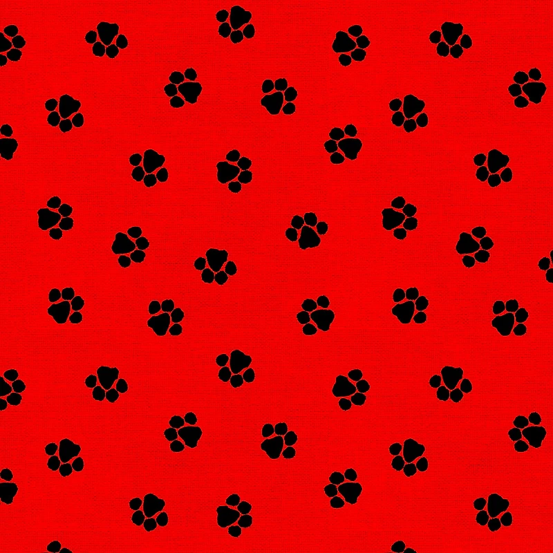 Fabric Editions Red Paw Print Cotton Fabric