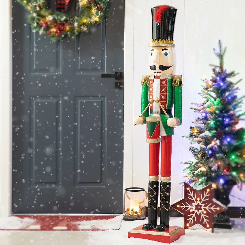 Glitzhome® 54" Wooden Christmas Glitter Soldier Nutcracker