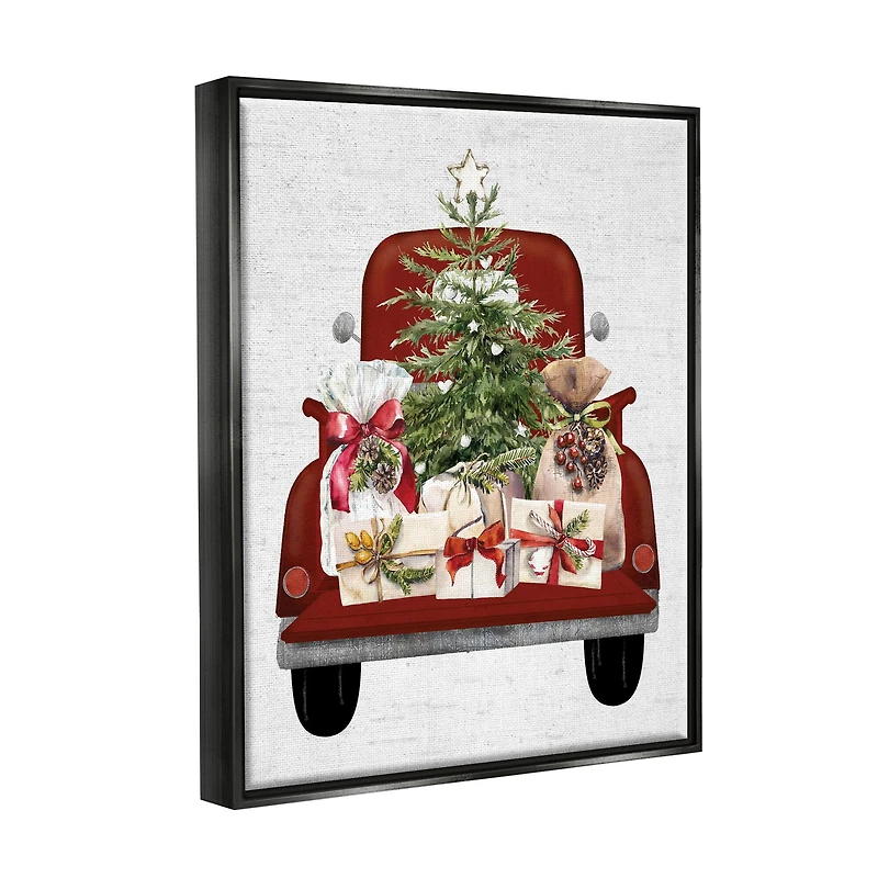 Stupell Industries Country Truck Christmas Gifts Framed Floater Canvas Wall Art