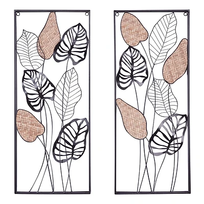 Black Contemporary Floral Metal Wall Décor Set