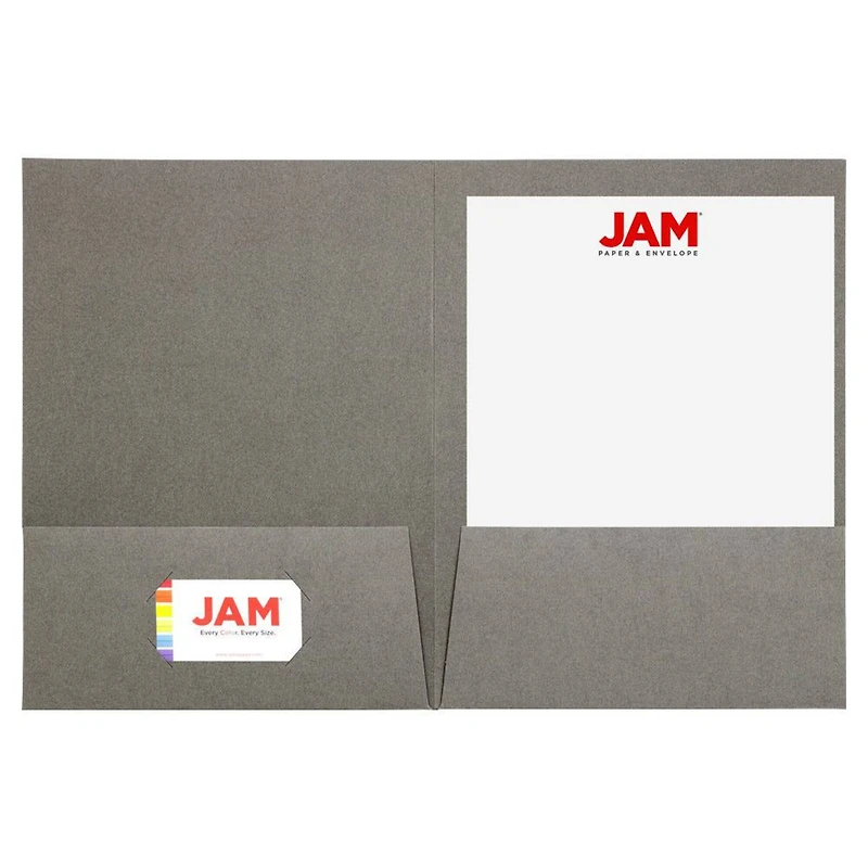 JAM Paper Gray 2-Pocket Textured Linen Business Folders, 25ct.
