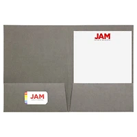 JAM Paper Gray 2-Pocket Textured Linen Business Folders, 25ct.