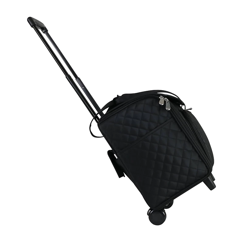 Everything Mary Black Quilted Teacher Rolling Tote