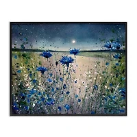 Stupell Industries Moon over Blooming Flowers Framed Giclee Art