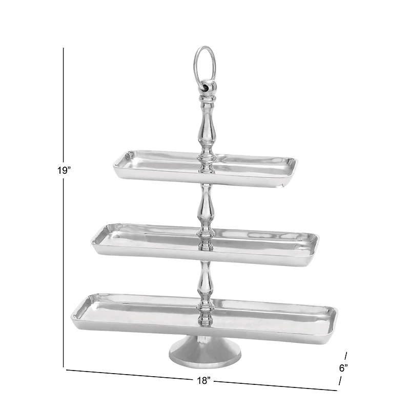 The Novogratz 19" Silver Aluminum 3-Tier Tray Stand