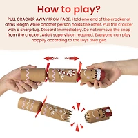 Glitzhome® 8PK 2"D x 12"H Gingerbread Man Christmas Party Crackers with Gift Contents