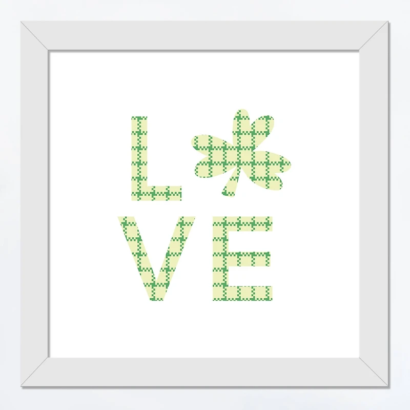 Love Clover 16" x 16" White Framed Print Under Plexiglass