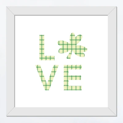 Love Clover 16" x 16" White Framed Print Under Plexiglass
