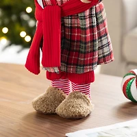 Glitzhome® 18"H Faux Fur Christmas Bathrobe Santa Figurine with Porcelain Face