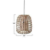Hello Honey® 18" Natural Round Woven Rattan & Bamboo Pendant Lamp