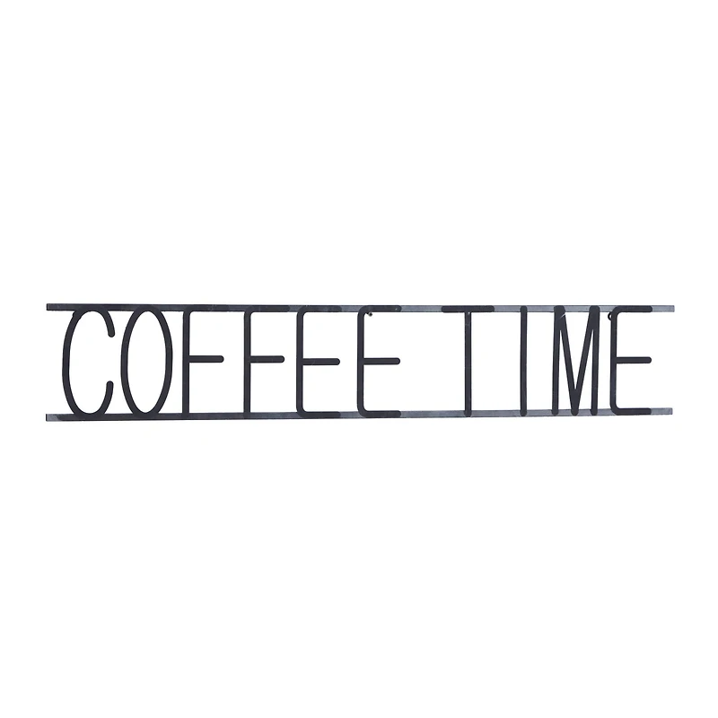 46" Black Coffee Time Iron Wall Sign