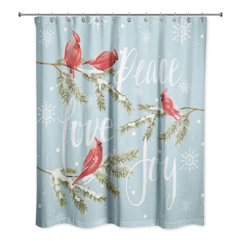 Peace Love Joy Cardinals Shower Curtain