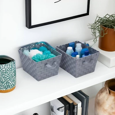 Honey Can Do Silver Woven Storage Baskets with Handles, 2ct.
