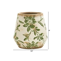 5.5" Tuscan Ceramic Green Scroll Planter