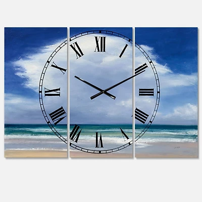 Designart Beach Clouds II 3 Panel Traditional Wall Clock