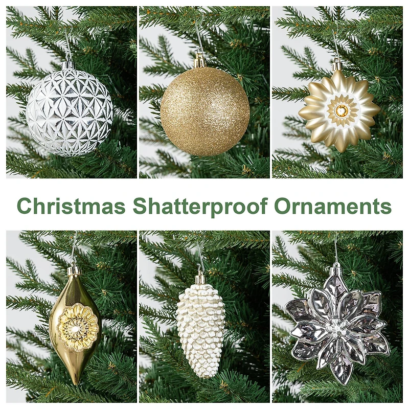 Glitzhome® 160 Pack Elegant Silver & Gold Deluxe Boxed Shatterproof Ornaments