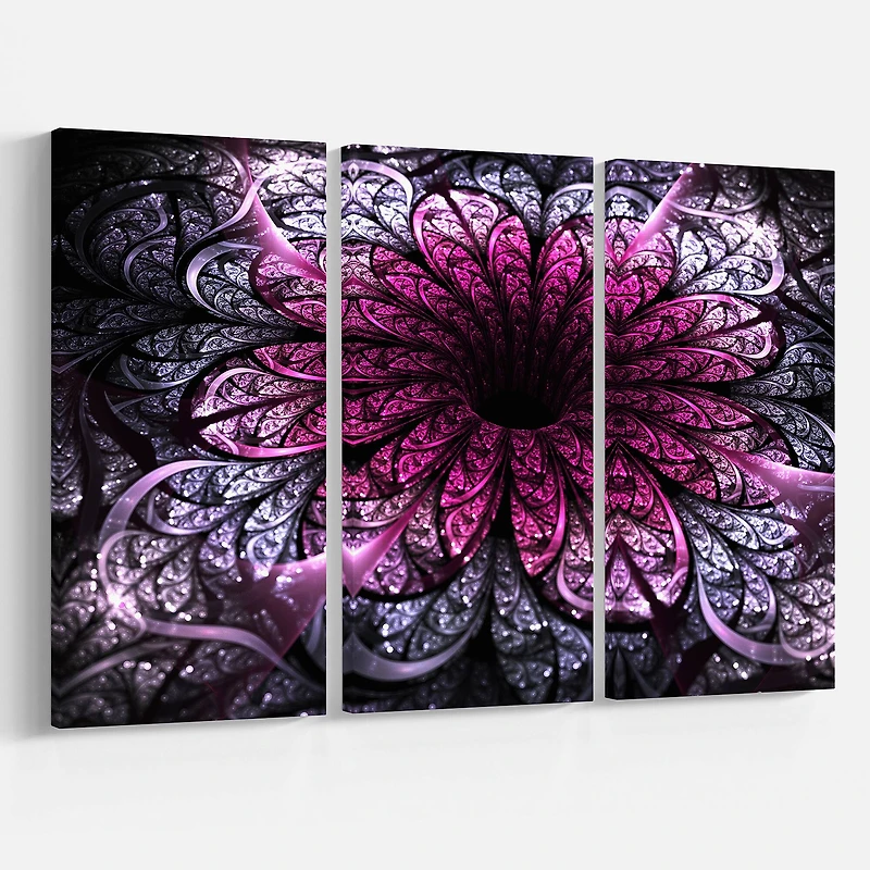 Designart - Dark Purple Fractal Flower Digital Art