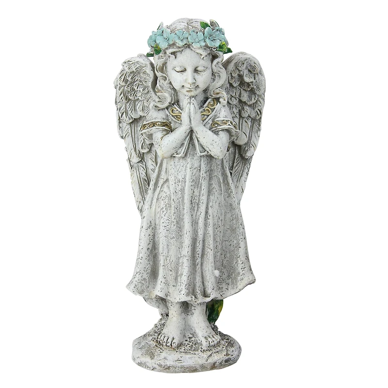 10" Gray Praying Angel Girl Garden Statue