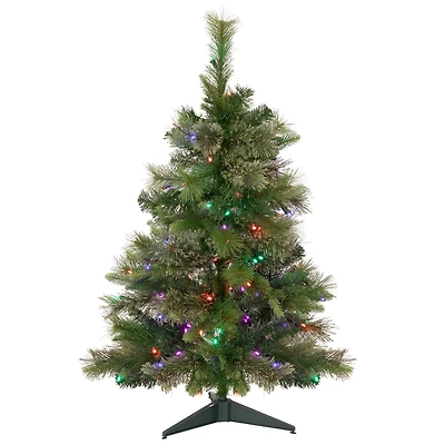 3ft. Pre-Lit Kingston Cashmere Pine Full Artificial Christmas Tree, Multicolor LED Lights