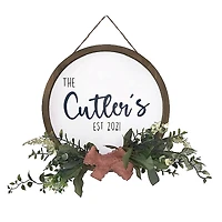 Hampton Art™ White Rustic 16" Framed Round Wood Sign