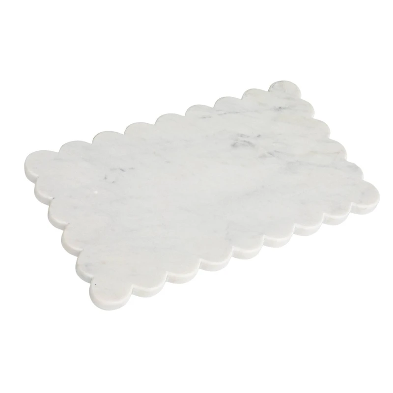 Hello Honey® 14" White Marble Cheese Board with Scalloped Edge