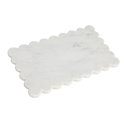 Hello Honey® 14" White Marble Cheese Board with Scalloped Edge