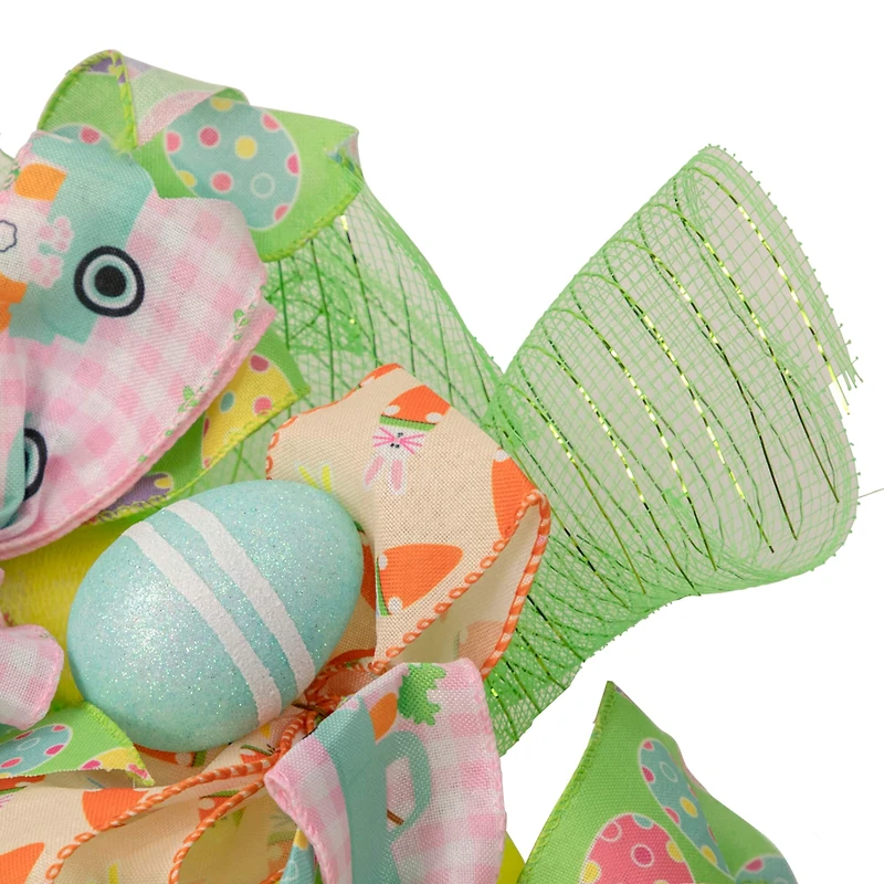 Pastel Easter Egg and Ribbons Wreath 22" Unlit