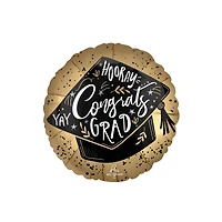 28" Jumbo Black & Gold Graduation Cap Foil Balloon