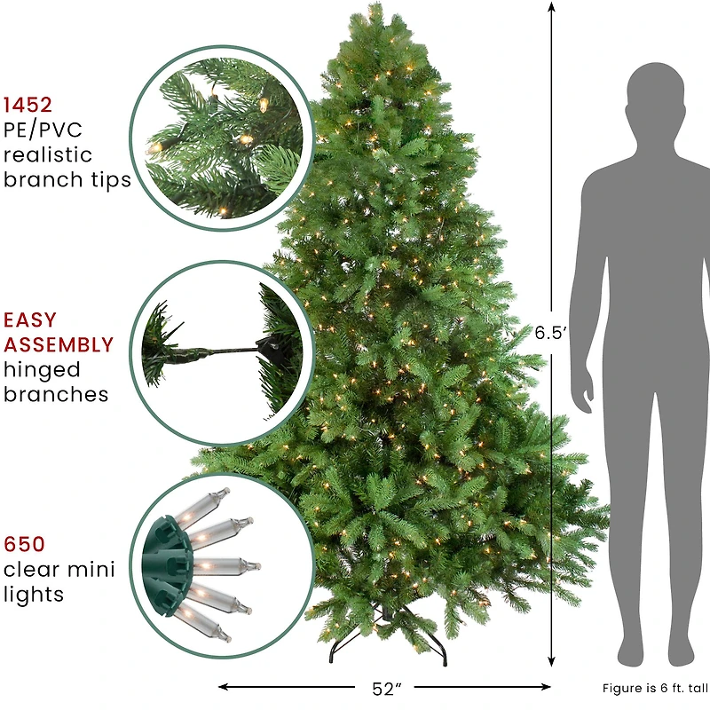 6.5ft. Pre-Lit Noble Fir Artificial Christmas Tree, Clear Lights