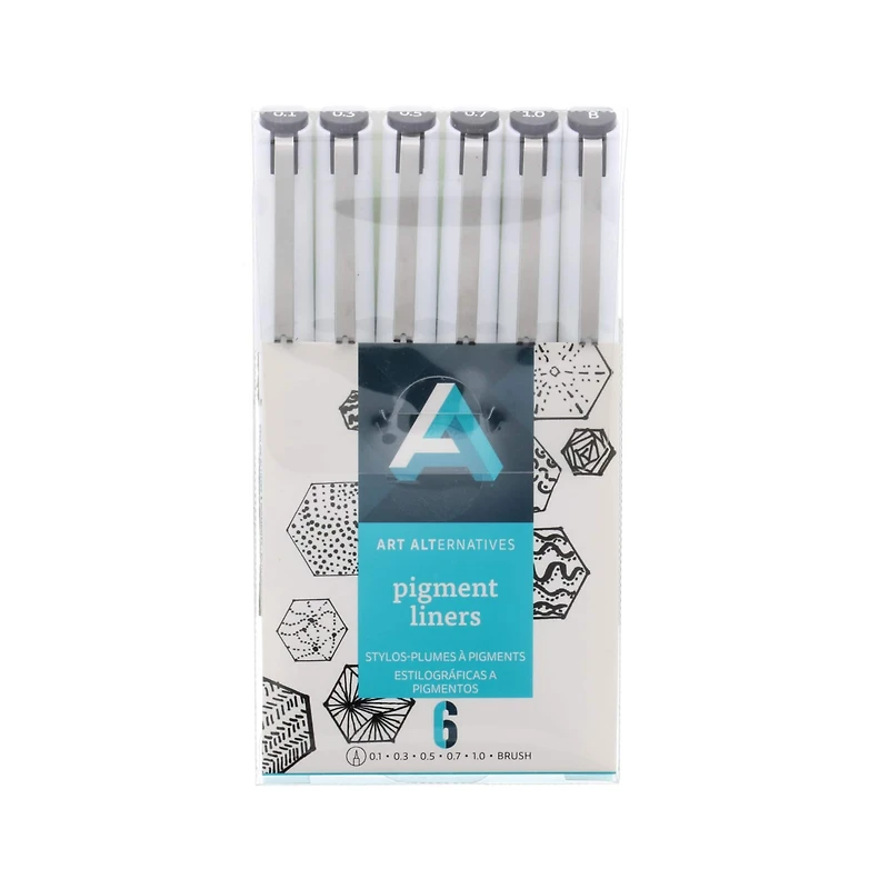 12 Packs: 6 ct. (72 total) Art Alternatives Black Pigment Liner Brush Pen Set
