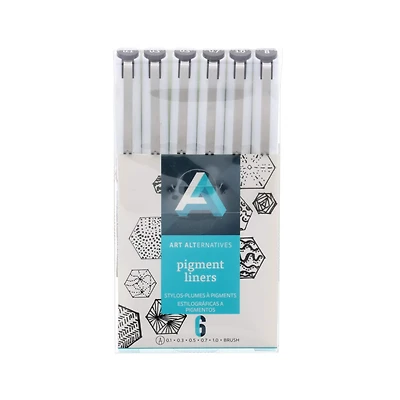 12 Packs: 6 ct. (72 total) Art Alternatives Black Pigment Liner Brush Pen Set