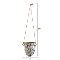 24" Blue Tuscan Hanging Ceramic Scroll Planter