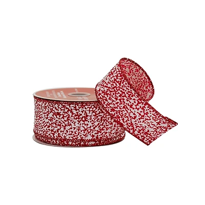 1.5" x 30ft. Red & White Sugar Wired Ribbon by Celebrate It®