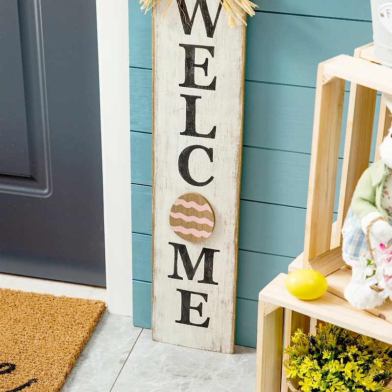 Glitzhome® 42" Wooden Easter Bunny Porch Sign
