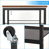 Rustic Brown Kitchen Baker's Rack 3-Tier Mesh Kitchen Storage Cart