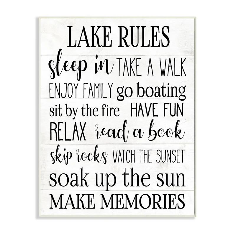 Stupell Industries Motivational Lake Rules Sign