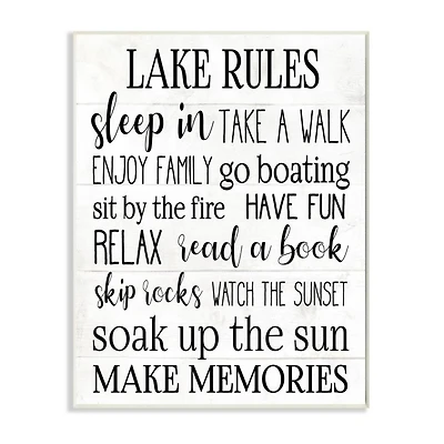 Stupell Industries Motivational Lake Rules Sign