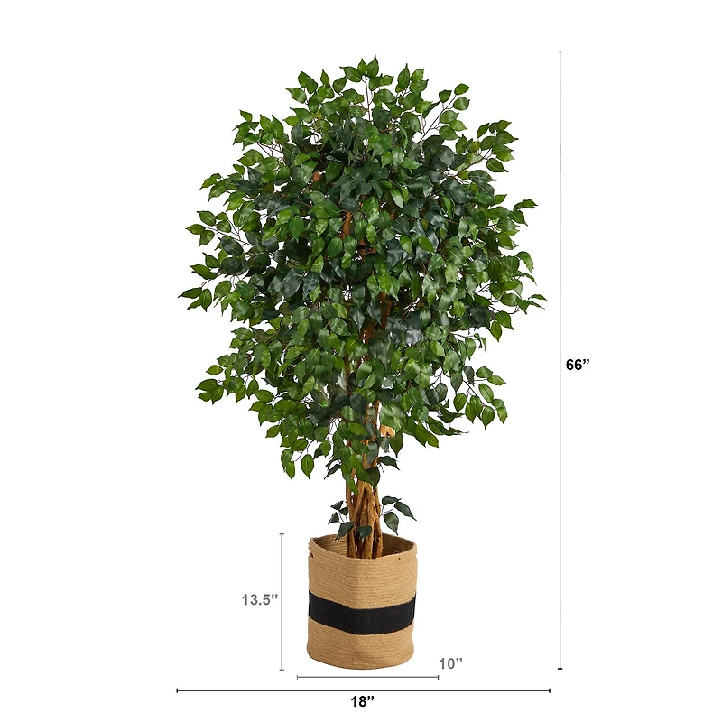 5.5ft. Palace Ficus Artificial Tree in Handmade Natural Cotton Planter