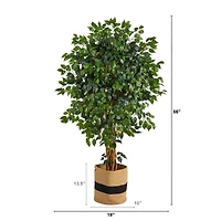 5.5ft. Palace Ficus Artificial Tree in Handmade Natural Cotton Planter