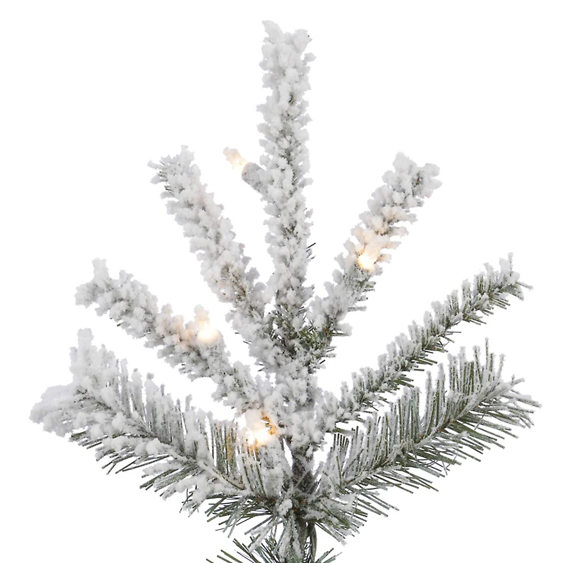 7.5ft. Pre-Lit Flocked Sierra Fir Slim Artificial Christmas Tree, Clear Lights