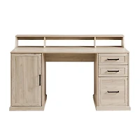 Walker Edison 58" Birch 3 Drawer Computer Desk with Hutch