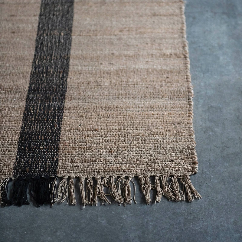 Hello Honey® Natural Jute & Cotton Floor Runner with Black Woven Stripe, 2.5ft.x9ft.