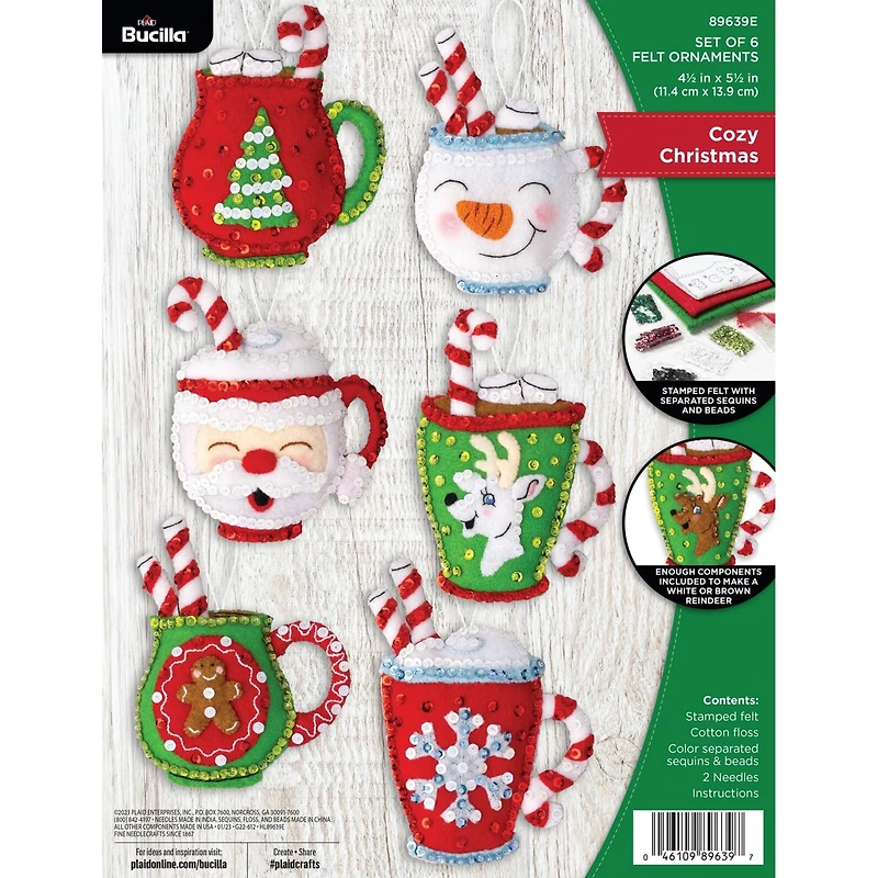 Bucilla® Cozy Christmas Felt Ornament Kit