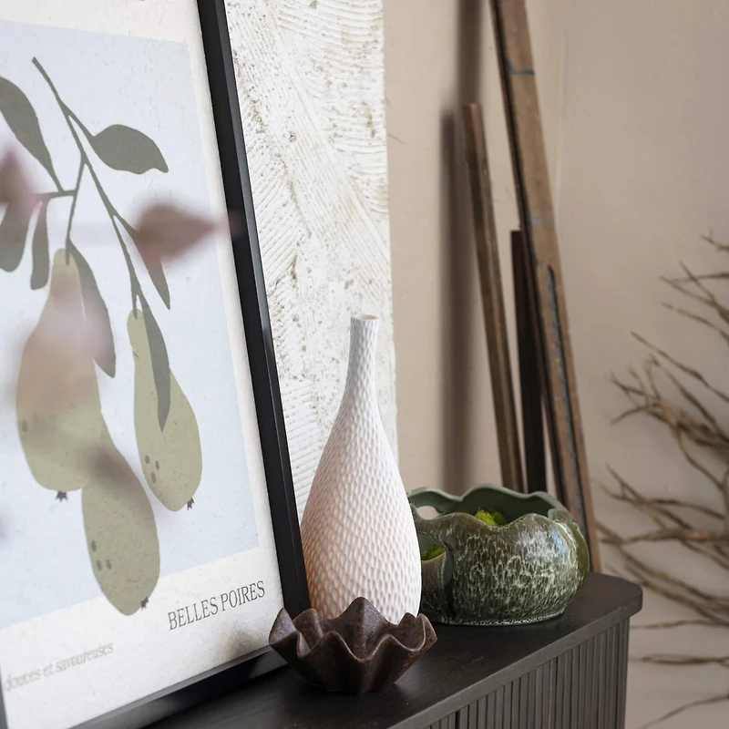 Hello Honey® 12.5" White Debossed Stoneware Bisque Table Lamp with Inline Switch