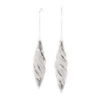 Beaded Silver Teardrop Swirl Glass Ornament Set