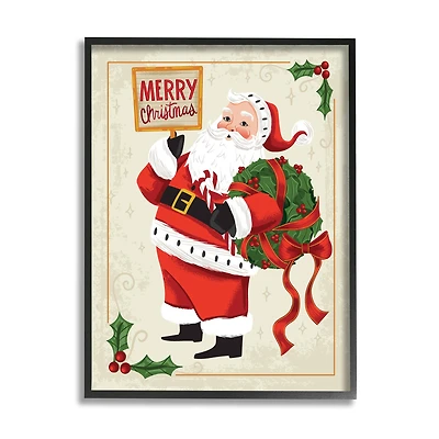 Stupell Industries Merry Christmas Vintage Santa Framed Giclee Art